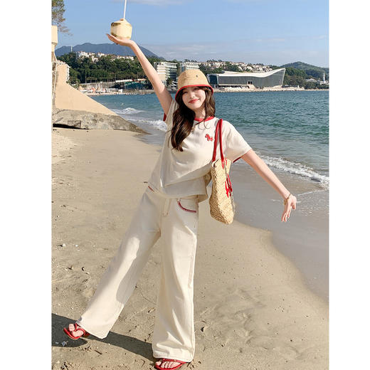 <曾小咸推荐>韩系撞色圆领减龄短袖t恤女 商品图3