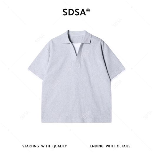 26T558SDSA男装2026新款高贵轻奢简约肌理感撞色假两件翻领短袖T恤百搭 商品图1