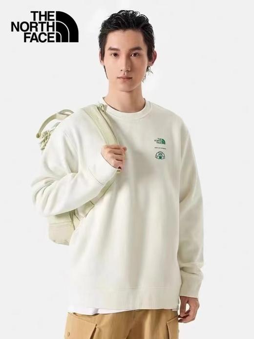 F031408趣味撞色小印花logo叠加帐篷元素圆领情侣款卫衣 商品图3