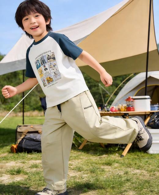 F031460速干面料透气松紧腰抽绳设计儿童撞色潮流弯刀裤 商品图5