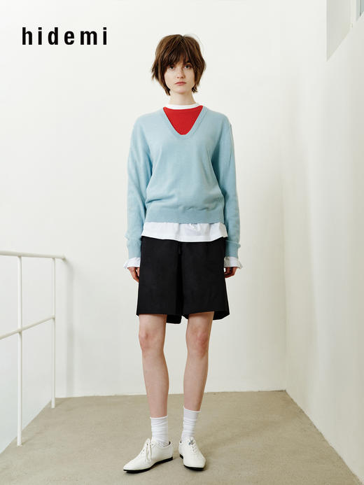 hidemi副线小h 简约休闲全棉抽绳短裤休闲裤 商品图4