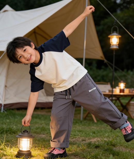 F031460速干面料透气松紧腰抽绳设计儿童撞色潮流弯刀裤 商品图7