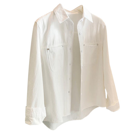 版型超好【经典百搭款！棉质长袖衬衫】2026春季新款奶黄色棉质长袖衬衫 女宽松百搭通勤防晒 翻领衬女上衣 商品图1