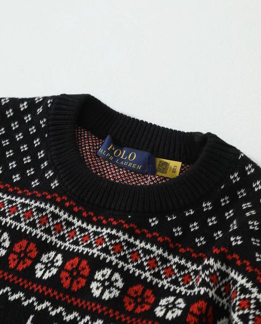 F031452限定秀款复古宽松版型男女同款羊毛拼色毛衣 商品图3