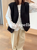 专柜实拍【松弛老钱风】拉夏贝尔/La Chapelle莱赛尔混纺肩部压褶设计口袋马甲V领坎肩无袖外套 商品缩略图6