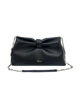 粒面羊皮革蝴蝶结手袋斜挎包he010