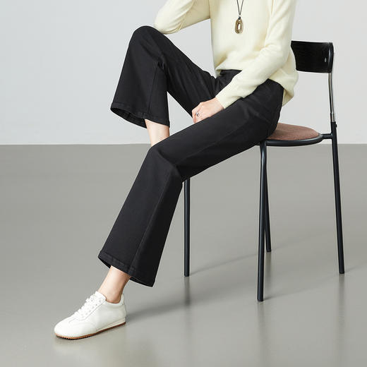 【春新品！九分-微喇牛仔】逸阳不易褪色显高显瘦小个子喇叭牛仔裤7472CS 商品图7