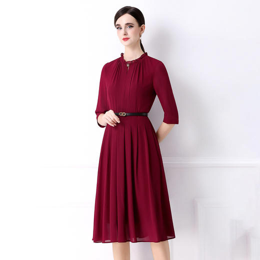 「高货deo」全新升级【铂金会员422/天猫569/差价147】(02920)洛诗琳法式轻薄雪纺连衣裙2026气质优雅修身显瘦百褶裙 商品图3