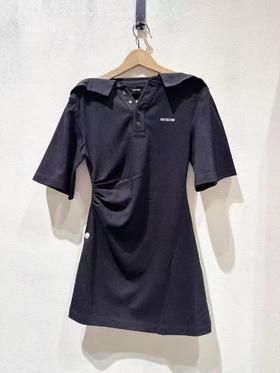 女款polo领短袖连衣裙he