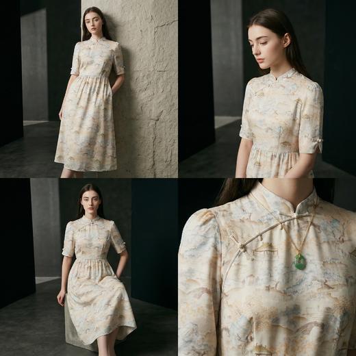 【咕咕同款】PL/PALUOPO/PL【100%桑蚕丝】立领斜襟古典印花新中式连衣裙女 ES2F0800Z帕罗 商品图3