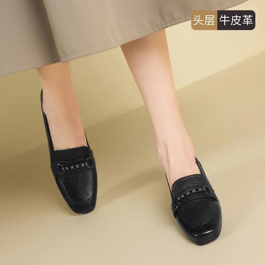 ZHR则则头层牛皮真皮中口粗跟高跟单鞋小皮鞋2025新款通勤一脚蹬 商品图2
