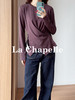 专柜实拍【舒适有型】拉夏贝尔/La Chapelle五色净版圆领贝壳扣下摆交叉通勤设计长袖T显瘦打底衫 商品缩略图6
