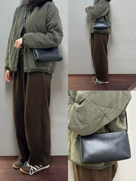 316-6 自留 推荐 TR新款 rene bag 胎牛皮面 小羊皮内衬 极简拉链单间斜挎包