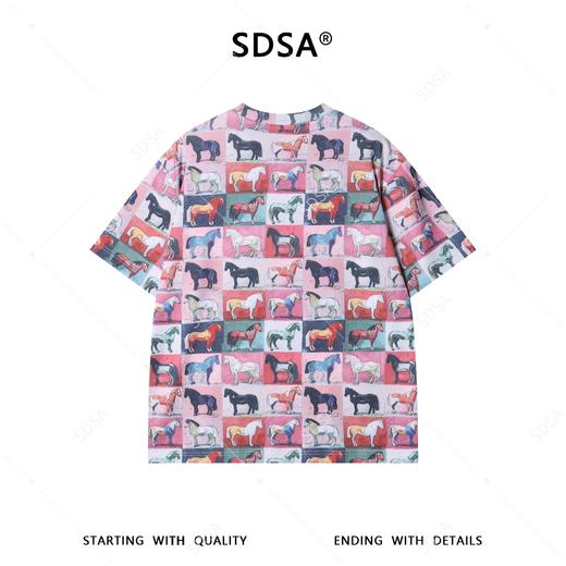 26T126SDSA男装2026新款高贵轻奢小众设计满印小马图案圆领短袖T恤百搭 商品图5