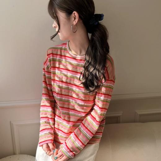 下单3-7天发货！TRIUUCHU 海岸阳光复古条纹慵懒T恤 5151  落肩设计慵懒随性 藏肉显瘦不挑身形 简洁轻盈 柔软耐穿 商品图4