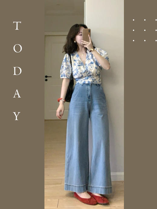 【百图lulu定制】【预售4月23日发】【阔腿九分半裤】环保棉混纺 阔腿 九分半牛仔裤 商品图3