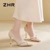 ZHR则则蝴蝶结珍珠链高跟鞋女鞋2025新款法式优雅气质浅口细跟鞋 商品缩略图4