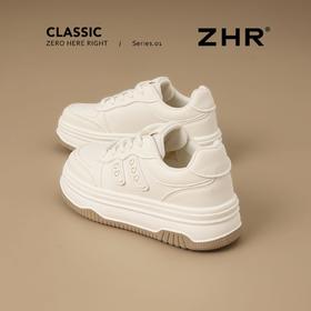 ZHR厚底增高小白鞋2025秋校园风学生百搭运动鞋小个子松糕底女鞋