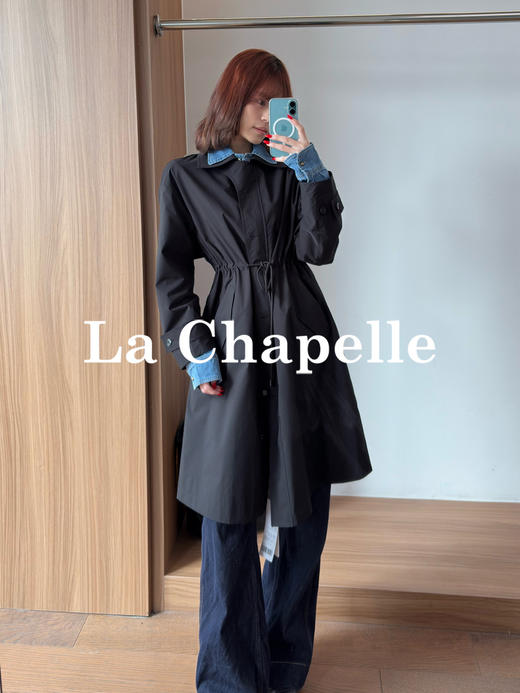 专柜实拍【千元品质】拉夏贝尔/La Chapelle随性慵懒风！翻领抽绳显瘦排扣百搭外套简约高级通勤长款质感风衣 商品图3