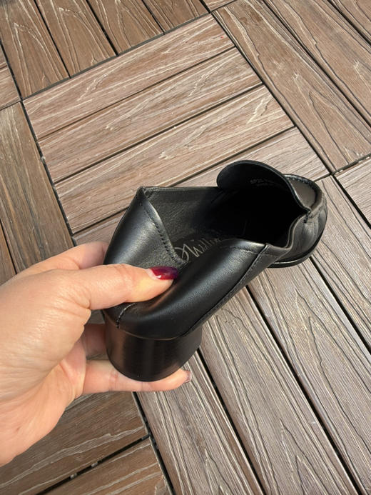 316-3 自留 可踩跟可小跑 3.1粗跟单鞋 小牛皮手工缝马克线 粗跟暴走皮鞋 商品图9