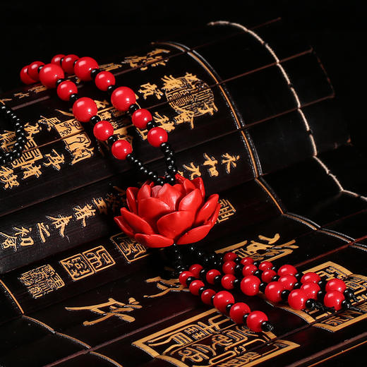 丁摩 新款配饰长项链山茶花流苏琉璃吊坠复古朱砂项链女饰品项饰6ZF-LM-2 商品图1