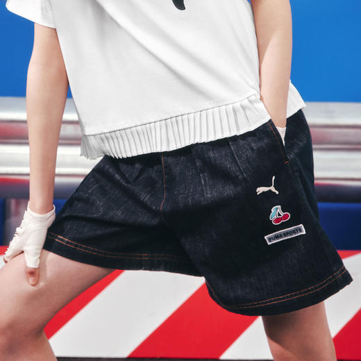 PUMA彪马童装2026夏季新款儿童女童短裤牛仔A摆裙裤复古时髦 商品图1