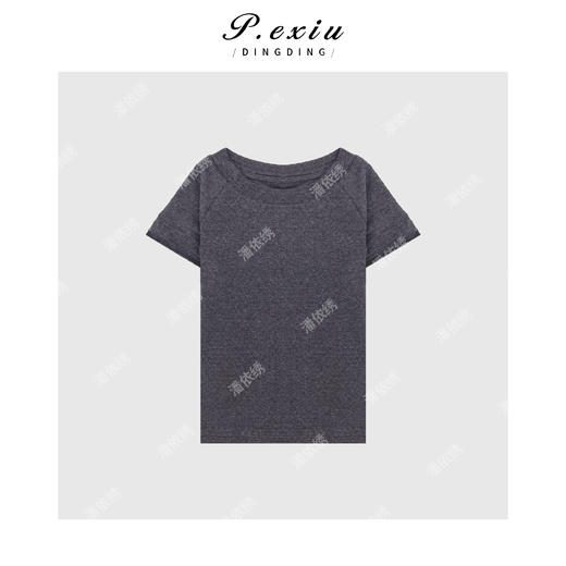 03-3潘依绣丁丁宠粉圆领立体小花飞袖显瘦肌理感短袖T恤Q5718 商品图1