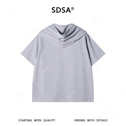 LD809SDSA男装2026新款轻奢韩版简约纯色可拆卸披肩设计圆领短袖T恤 商品图4