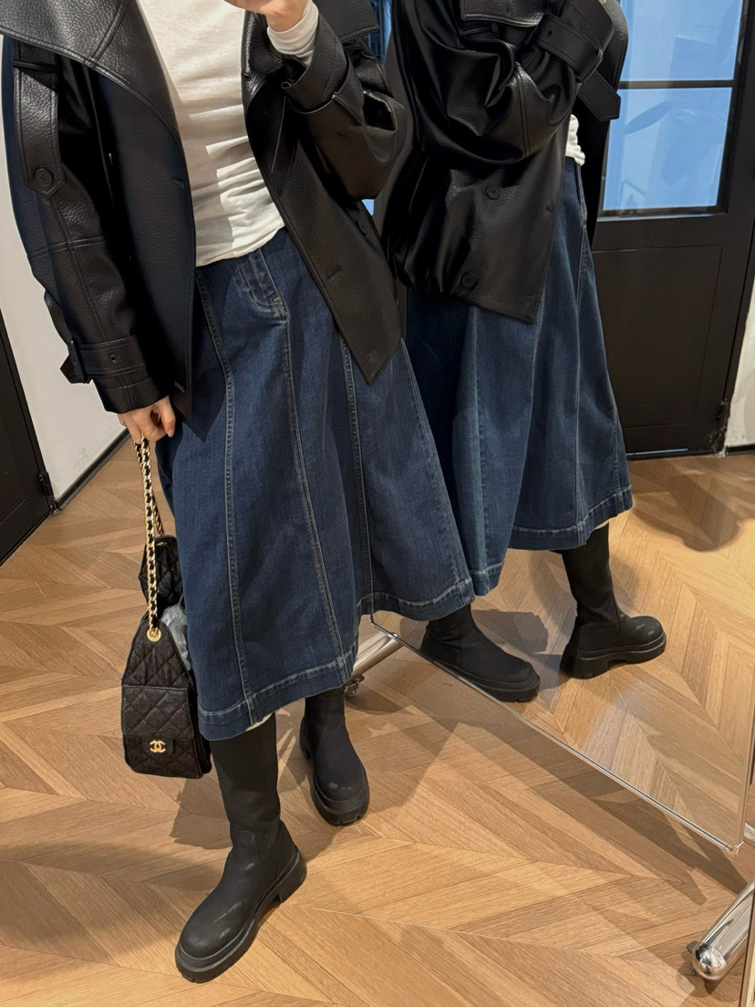 小禾复古A字牛仔裙半裙