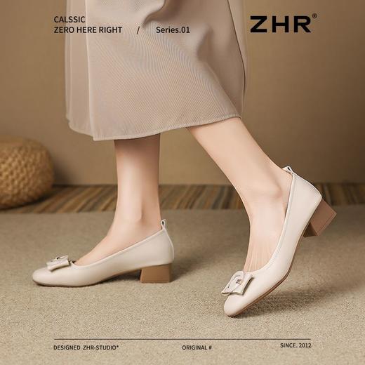 ZHR则则浅口单鞋女2025新款春季法式粗跟百搭小皮鞋舒适休闲女鞋 商品图8