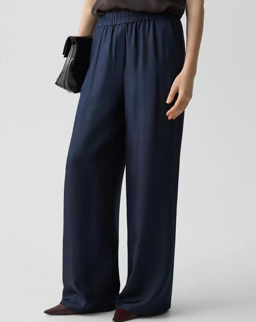 纯尾Th26新款藏青斜纹松紧腰阔腿裤。 自己备注号码 商品图2