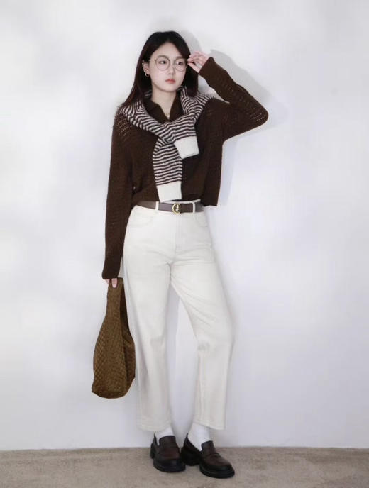 小禾土壤牛仔米白色牛仔裤 商品图4