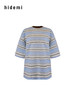 hidemi副线小h 撞色圆领条纹宽松休闲短袖T恤 商品缩略图7