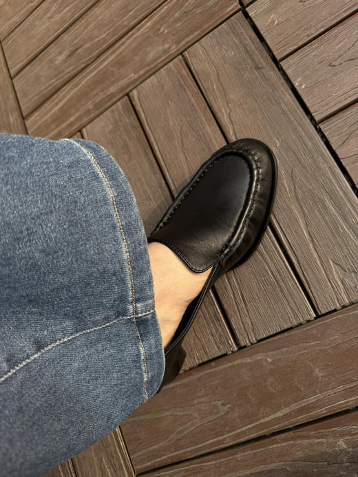 316-3 自留 可踩跟可小跑 3.1粗跟单鞋 小牛皮手工缝马克线 粗跟暴走皮鞋 商品图13