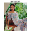 玛克门店发货：【奥莱】MAXRIENY幻彩三色堇连衣裙吊带露肩裙子碎花抽褶长裙货号：MC88DR272 商品缩略图3