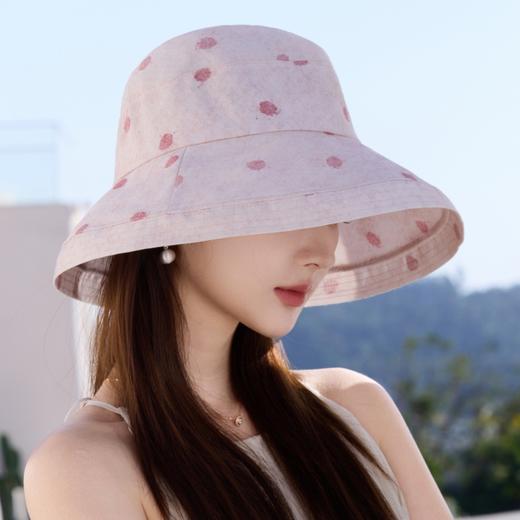 雀说 清新波点蝴蝶结渔夫帽女春夏防晒遮阳帽A-1 商品图1