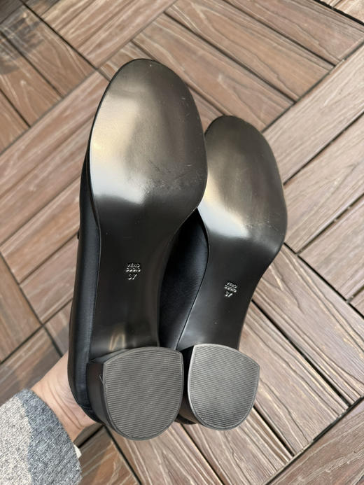 316-3 自留 可踩跟可小跑 3.1粗跟单鞋 小牛皮手工缝马克线 粗跟暴走皮鞋 商品图14