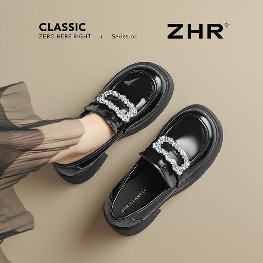 ZHR小个子亮面乐福鞋2025秋季新款皮鞋厚底英伦风增高脚蹬乐福鞋 商品图3