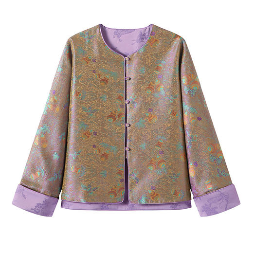 百媚生 轻奢织金提花外套新中式国风复古上衣66108 商品图4