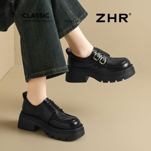 ZHR则则厚底小皮鞋女2025新款英伦风增高单鞋配裙子粗跟JK乐福鞋 商品图9