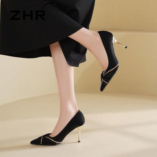 ZHR则则蝴蝶结珍珠链高跟鞋女鞋2025新款法式优雅气质浅口细跟鞋 商品图8