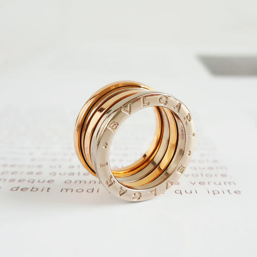 【95新】BVLGARI宝格丽B.zero1系列354914玫瑰金拼白金双色四环弹簧戒指51号中性款060326AK21 商品图3
