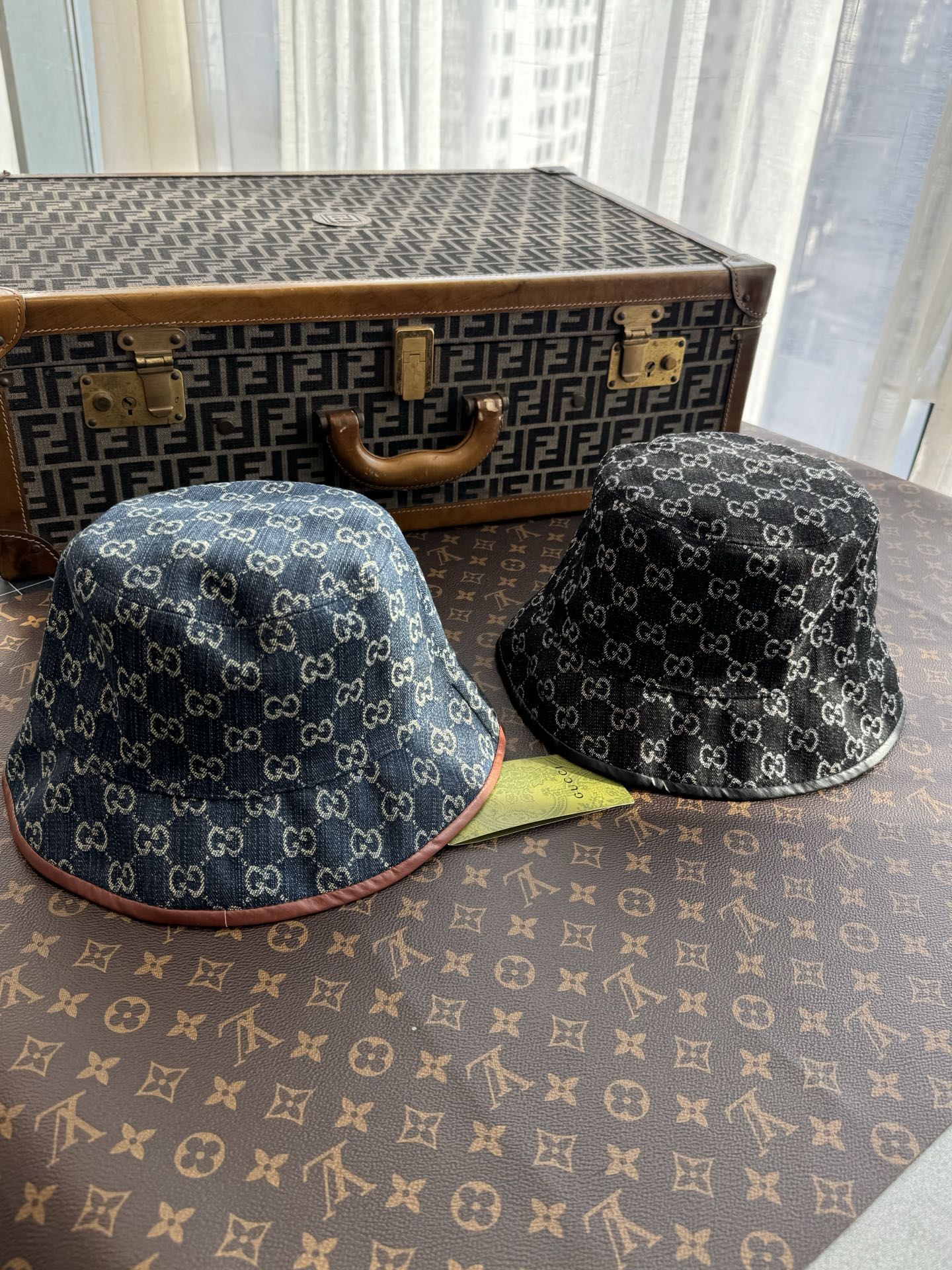 古驰 丹宁系列  老花 渔夫帽 黑色/蓝色（CO）