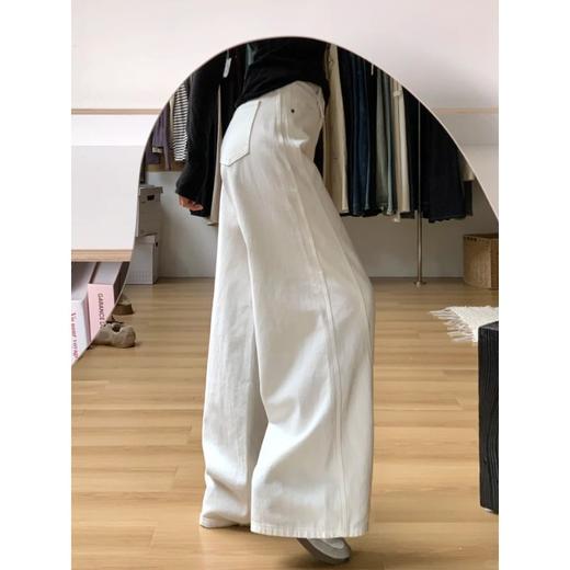 白色阔腿弯刀牛仔裤 女2026春季新款高腰宽松显瘦裤 垂感直筒镰刀裤子 商品图1