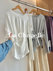 专柜实拍【舒适有型】拉夏贝尔/La Chapelle五色净版圆领贝壳扣下摆交叉通勤设计长袖T显瘦打底衫 商品缩略图2