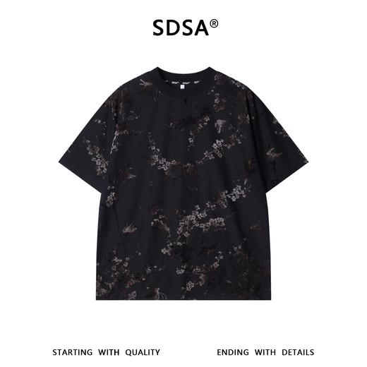 SDSA男装2026新款高贵轻奢美式撞色设计植绒花卉圆领短袖T恤百搭 商品图5