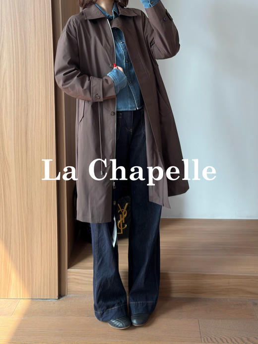 专柜实拍【千元品质】拉夏贝尔/La Chapelle随性慵懒风！翻领抽绳显瘦排扣百搭外套简约高级通勤长款质感风衣 商品图7