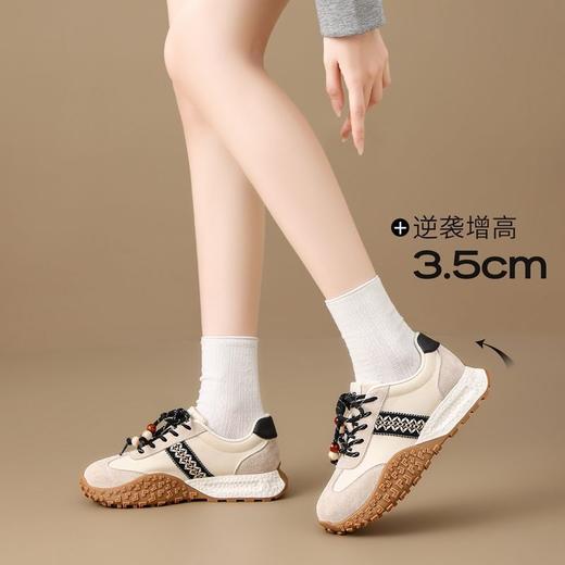 ZHR真皮德训鞋女2025秋季新款百搭复古阿甘鞋软底透气休闲运动鞋 商品图2