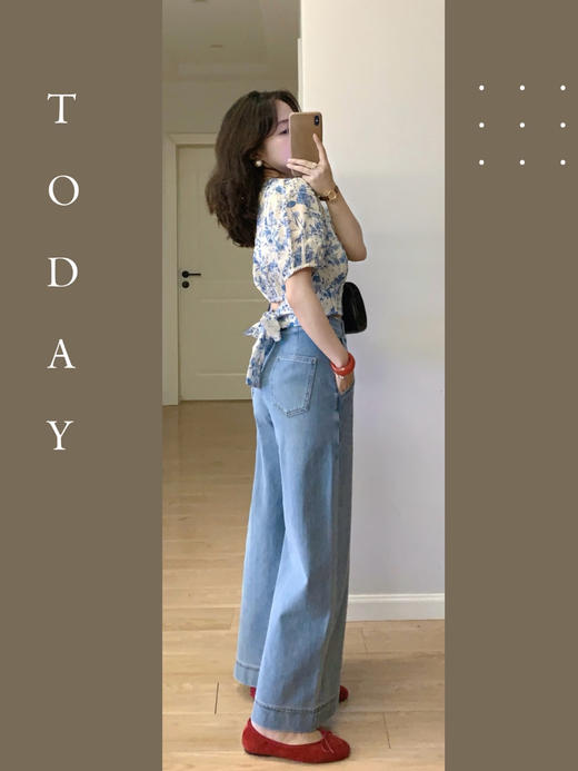 【百图lulu定制】【预售4月23日发】【阔腿九分半裤】环保棉混纺 阔腿 九分半牛仔裤 商品图7