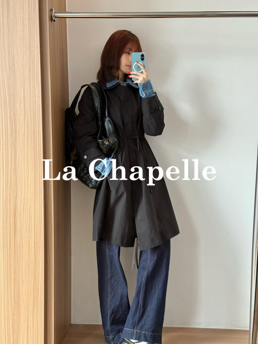 专柜实拍【千元品质】拉夏贝尔/La Chapelle随性慵懒风！翻领抽绳显瘦排扣百搭外套简约高级通勤长款质感风衣 商品图2